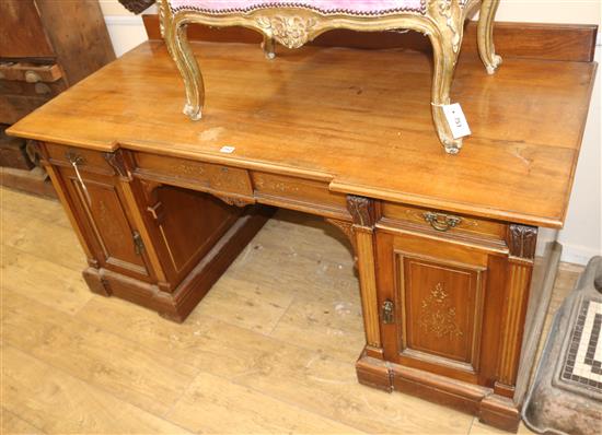 An Aesthetic movement pedestal sideboard, W.154cm